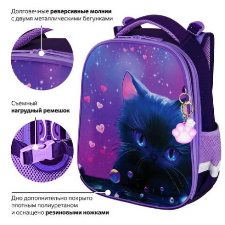 Ранец BRAUBERG PREMIUM, 2 отделения, с брелоком, "Anime cat", 38х29х16 см, 272017 Ранец BRAUBERG PREMIUM, 2 отделения, с брелоком, "Anime cat", 38х29х16 см, 272017