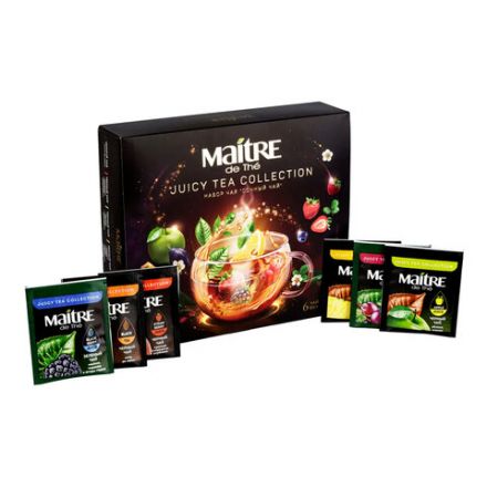 Чай MAITRE "Сочный чай", ассорти 6 вкусов, НАБОР 30 пакетиков по 2 г, бак039 Чай MAITRE "Сочный чай", ассорти 6 вкусов, НАБОР 30 пакетиков по 2 г, бак039