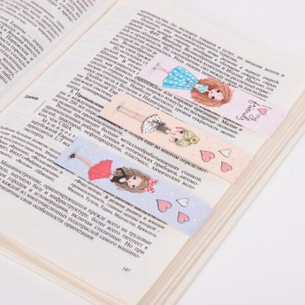 Закладки для книг с магнитом FASHION GIRLS, набор 6 шт., блестки, 25x196 мм, ЮНЛАНДИЯ, 113443 Закладки для книг с магнитом FASHION GIRLS, набор 6 шт., блестки, 25x196 мм, ЮНЛАНДИЯ, 113443