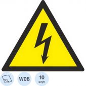 W08 Опасность поражения электрическим током (плёнка ПВХ, 150х150), упаковка 10шт W08 Опасность поражения электрическим током (плёнка ПВХ, 150х150), упаковка 10шт