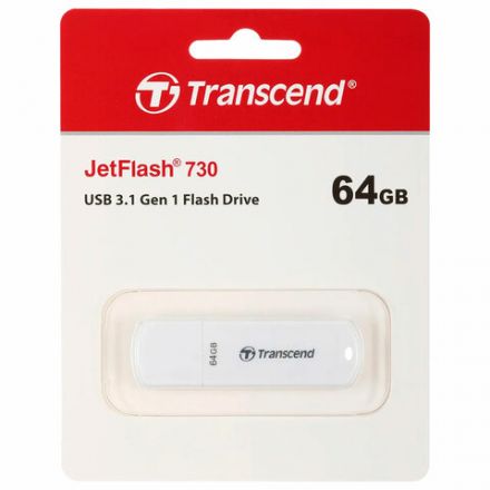 Флеш-диск 64 GB TRANSCEND JetFlash 730, USB 3.1, белый, TS64GJF730 Флеш-диск 64 GB TRANSCEND JetFlash 730, USB 3.1, белый, TS64GJF730