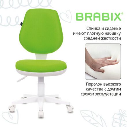 Кресло детское BRABIX "Fancy MG-201W", без подлокотников, пластик белый, салатовое, 532414, MG-201W_532414 Кресло детское BRABIX "Fancy MG-201W", без подлокотников, пластик белый, салатовое, 532414, MG-201W_532414