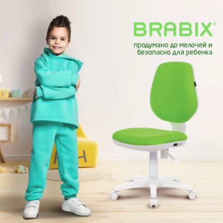 Кресло детское BRABIX "Fancy MG-201W", без подлокотников, пластик белый, салатовое, 532414, MG-201W_532414 Кресло детское BRABIX "Fancy MG-201W", без подлокотников, пластик белый, салатовое, 532414, MG-201W_532414