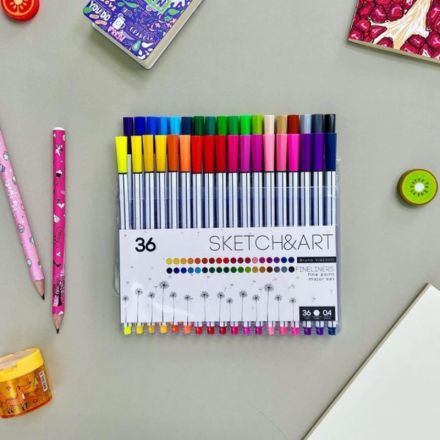Набор линеров для скетчинга SKETCH&ART В ПВХ кармане 0.4 мм 36 цв 36-0014 Набор линеров для скетчинга SKETCH&ART В ПВХ кармане 0.4 мм 36 цв 36-0014