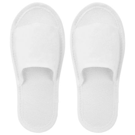 Тапочки одноразовые махровые "Классик" открытые, 1 пара, размер 38-42, белые, SMZ