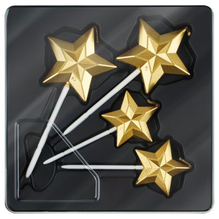 Свечи для торта с держателями MESHU "Stars", 3,5-4,5 см, 4шт.