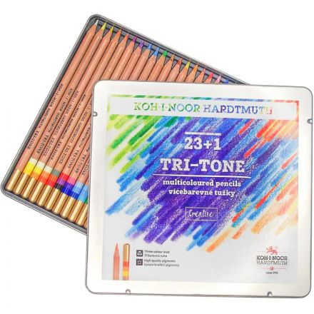 Карандаши цветные многоцветные TRI-TONE 3444, 24шт, металл.коробка Карандаши цветные многоцветные TRI-TONE 3444, 24шт, металл.коробка