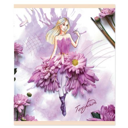 Тетрадь А5, 48 л., ПЗБМ, скоба, клетка, конгрев, выборочный TWIN лак, "Мода-природа" (5 видов), 027464