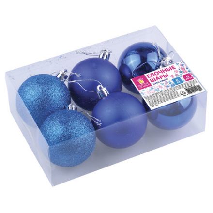 Шары ёлочные 6 шт., 8 см, "Trio", пластик, СИНИЕ (глянец, матовый, глиттер), ЗОЛОТАЯ СКАЗКА, 590872 Шары ёлочные 6 шт., 8 см, "Trio", пластик, СИНИЕ (глянец, матовый, глиттер), ЗОЛОТАЯ СКАЗКА, 590872