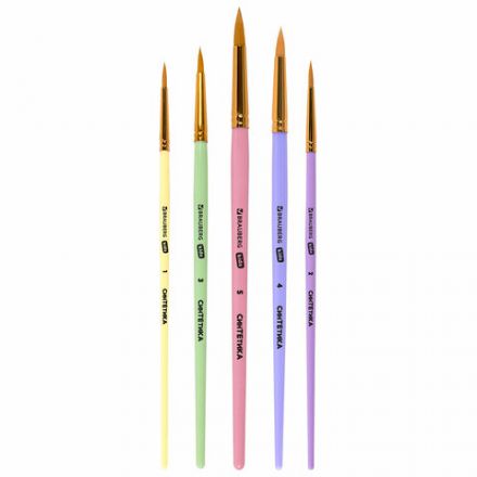 Кисти СИНТЕТИКА набор 5 шт. (круглые № 1, 2, 3, 4, 5), блистер, BRAUBERG KIDS, 201076 Кисти СИНТЕТИКА набор 5 шт. (круглые № 1, 2, 3, 4, 5), блистер, BRAUBERG KIDS, 201076