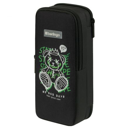 Пенал 2 отделения, 205*80*55 Berlingo "No bad days", полиэстер, внутренний органайзер, магнит Пенал 2 отделения, 205*80*55 Berlingo "No bad days", полиэстер, внутренний органайзер, магнит
