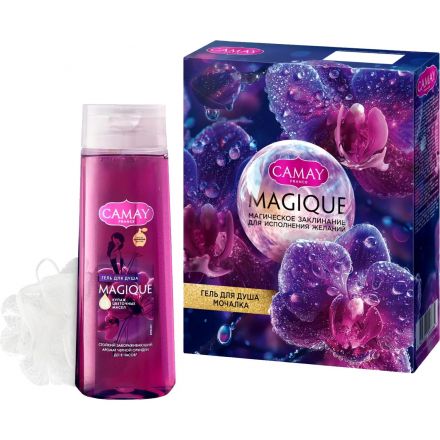 Подарочный набор Camay Magique для женщин гель для душа250мл+мочалка