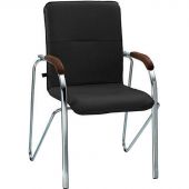 Конференц-кресло Samba черный (искусственная кожа/орех/металл хромированный)