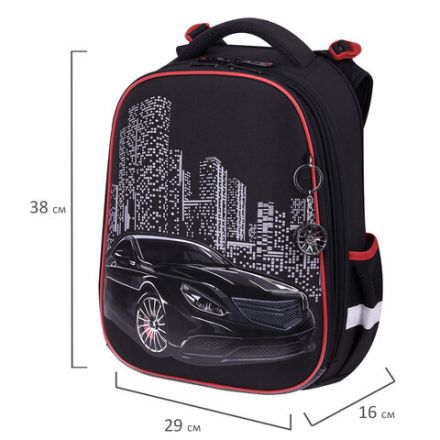 Ранец BRAUBERG PREMIUM, 2 отделения, с брелком, "City car", LED ЛАМПОЧКИ, 38х29х16 см, 271356 Ранец BRAUBERG PREMIUM, 2 отделения, с брелком, "City car", LED ЛАМПОЧКИ, 38х29х16 см, 271356