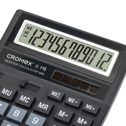 Калькулятор настольный CROMEX (КРОМЕКС) 888 (185x145 мм), 12 разрядов, ЧЕРНЫЙ, 271728 Калькулятор настольный CROMEX (КРОМЕКС) 888 (185x145 мм), 12 разрядов, ЧЕРНЫЙ, 271728