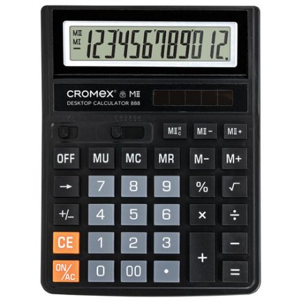 Калькулятор настольный CROMEX (КРОМЕКС) 888 (185x145 мм), 12 разрядов, ЧЕРНЫЙ, 271728