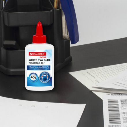 Клей ПВА, усиленный, BRAUBERG Extra (бумага, фотографии, картон, дерево), 45 г, 271938 Клей ПВА, усиленный, BRAUBERG Extra (бумага, фотографии, картон, дерево), 45 г, 271938