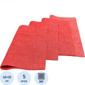 Салфетка хозяйственная микрополимер PVA/PU 35х40 310 г/м2 красный 5 шт/уп