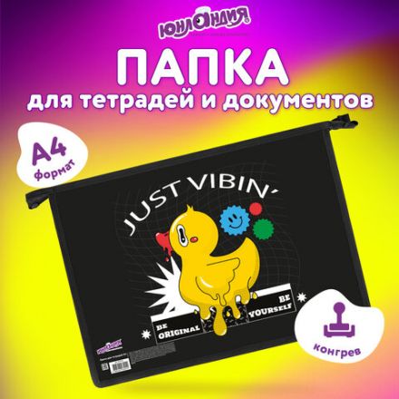 Папка для тетрадей ЮНЛАНДИЯ А4, 1 отделение, картон/пластик, конгрев, на молнии, "Duck tales", 272134 Папка для тетрадей ЮНЛАНДИЯ А4, 1 отделение, картон/пластик, конгрев, на молнии, "Duck tales", 272134