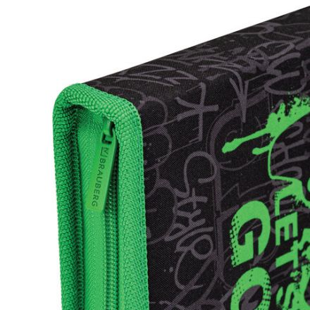 Пенал BRAUBERG, 1 отделение, 2 откидные планки, полиэстер, 21х14 см, "Game time", 272321