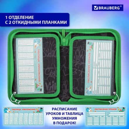 Пенал BRAUBERG, 1 отделение, 2 откидные планки, полиэстер, 21х14 см, "Game time", 272321