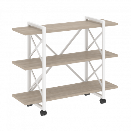 Loft Стеллаж на колесных опорах-3 полки VR.L-MST.K-3.8V Дуб аттик/Белый металл 1200*400*968