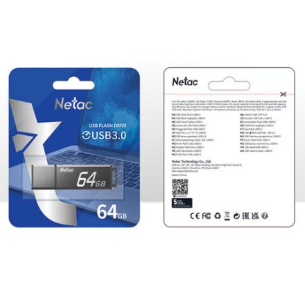 Флеш-диск 64 GB NETAC U351, USB 3.0, черный, NT03U351N-064G-30BK