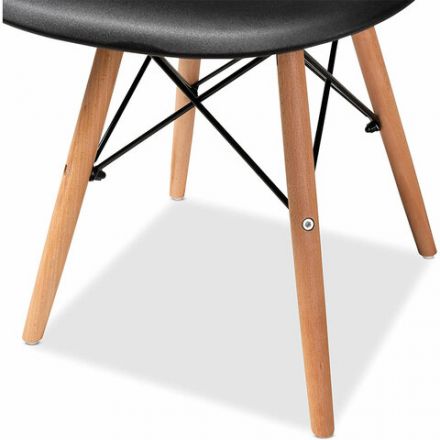Стулья BRABIX "Eames CF-010", КОМПЛЕКТ 4 шт., пластик черный, опоры дерево/металл, 532631, 2033A