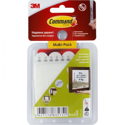 Застежки самоклеящиеся Command для картин, средние, 6 пар (17201-3PK-2) Застежки самоклеящиеся Command для картин, средние, 6 пар (17201-3PK-2)