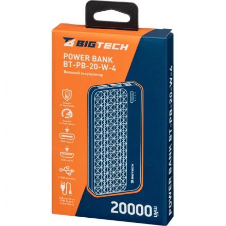 Внешний аккумулятор BigTech (BT-PB-20-W-4) 20000 mAh белый