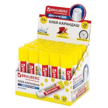 Клей-карандаш BRAUBERG "Смайлики", 15 г, 224338 Клей-карандаш BRAUBERG "Смайлики", 15 г, 224338