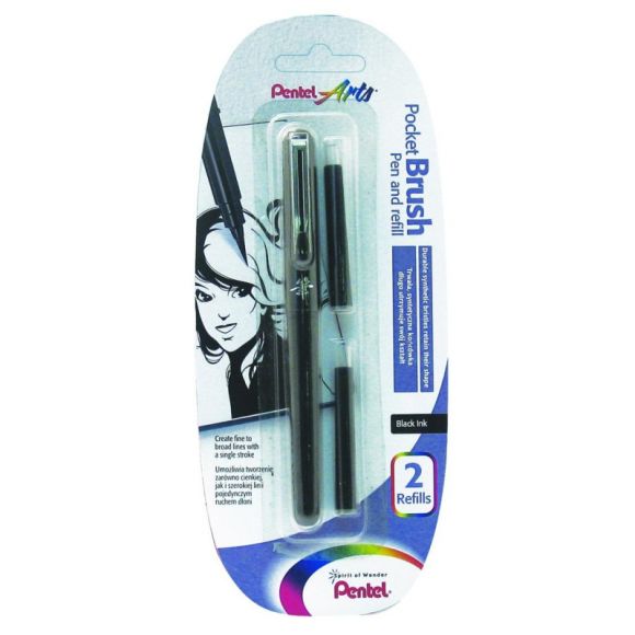 Ручка-кисть Pentel Brush Pen для каллиграфии +4 картр в наб. GFKP3-A