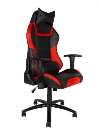 Кресло офисное / Лотус PRO carbon / Lotus PRO carbon / черно - красная экокожа/ стальная крестовина