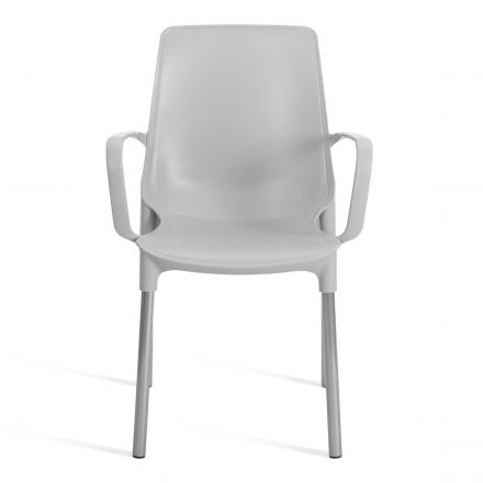 Стул Джениус/Genius с подлокотником пластик/металл, серый/опоры хром
