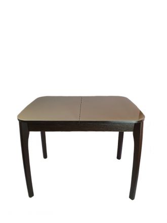 Стол В-40 90(125)*70 ЛДСП 16мм+стекло 4мм цвет Капучино, вставка "бабочка", опоры массив бука венге Стол В-40 90(125)*70 ЛДСП 16мм+стекло 4мм цвет Капучино, вставка "бабочка", опоры массив бука венге