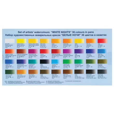 Краски акварельные художественные "Белые ночи", 36 цветов, кювета 2,5 мл, палитра, пластиковая коробка, Невская Палитра, 1942258
