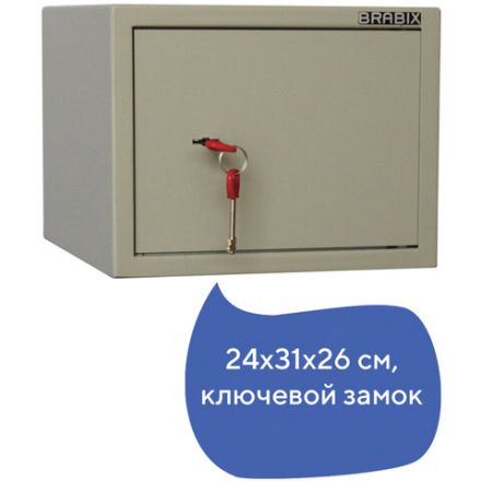 Сейф мебельный BRABIX "D-24m", 240х310х260 мм, 7 кг, ключевой замок, крепление к стене, 291162