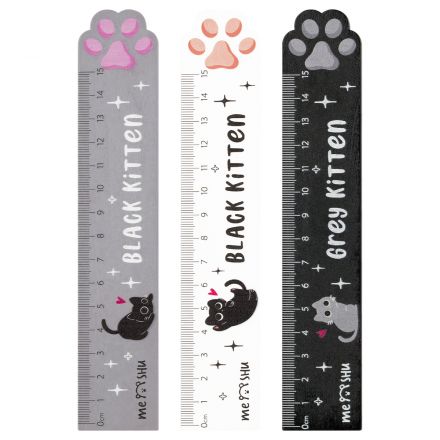 Линейка 15см MESHU "Paw", деревянная, ассорти, европодвес Линейка 15см MESHU "Paw", деревянная, ассорти, европодвес