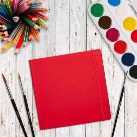 Скетчбук для акварели, 200 г/м2, 195х195 мм, среднее зерно, 20 л., сшивка, резинка, КРАСНЫЙ, BRAUBERG ART PREMIERE, 113258 Скетчбук для акварели, 200 г/м2, 195х195 мм, среднее зерно, 20 л., сшивка, резинка, КРАСНЫЙ, BRAUBERG ART PREMIERE, 113258