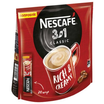 Кофе растворимый порционный NESCAFE "3 в 1 Классик", КОМПЛЕКТ 20 пакетиков по 14,5 г, 12460849 Кофе растворимый порционный NESCAFE "3 в 1 Классик", КОМПЛЕКТ 20 пакетиков по 14,5 г, 12460849