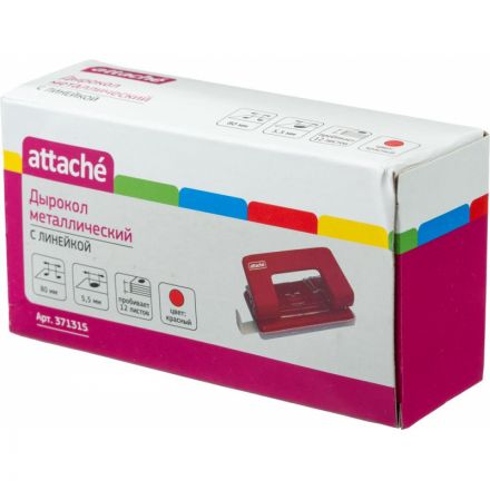 Дырокол Attache 6304 до 12 листов красный с линейкой Дырокол Attache 6304 до 12 листов красный с линейкой