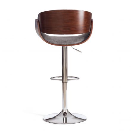 Барный стул LANDO (mod.4036) металл/дерево/ткань, 59х51х93-114 см, высота сиденья 62-83 см, серый/орех/хром, Aimcasa 28