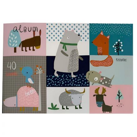 Альбом для рисования Kroyter А4 40л скл,бл.100г, Animals,диз.в асс.64454
