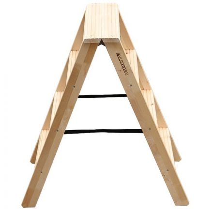 Стремянка деревянная двусторонняя с широкими ступенями 2х4 ступеней