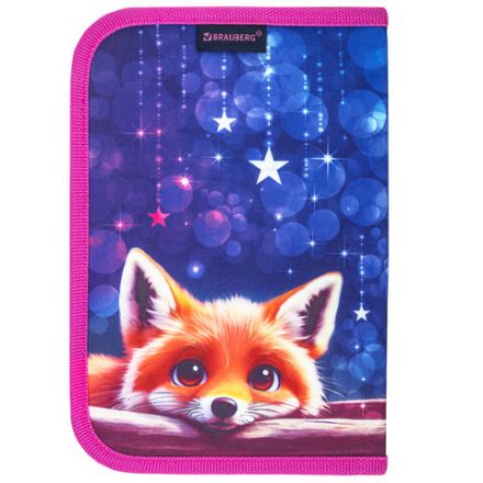 Пенал BRAUBERG, 1 отделение, 2 откидные планки, полиэстер, 21х14 см, Cute fox, 272318 Пенал BRAUBERG, 1 отделение, 2 откидные планки, полиэстер, 21х14 см, Cute fox, 272318