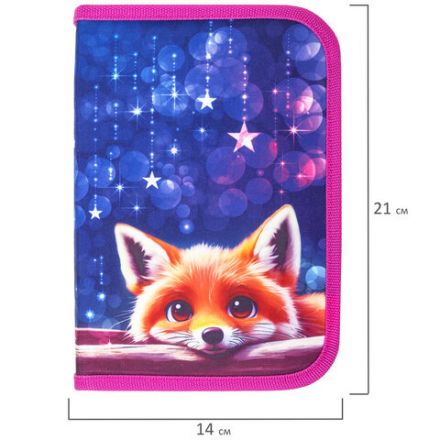 Пенал BRAUBERG, 1 отделение, 2 откидные планки, полиэстер, 21х14 см, Cute fox, 272318 Пенал BRAUBERG, 1 отделение, 2 откидные планки, полиэстер, 21х14 см, Cute fox, 272318