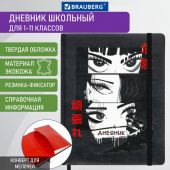 Дневник 1-11 класс 48 л., кожзам (твердая), печать, резинка, конверт, BRAUBERG, "Eyes", 106578