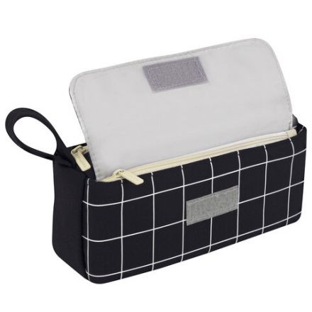 Пенал мягкий BRAUBERG, 1 отделение, карман на липучке, значок, 22х10х6 см, "Black checkered", 273579