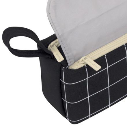 Пенал мягкий BRAUBERG, 1 отделение, карман на липучке, значок, 22х10х6 см, "Black checkered", 273579