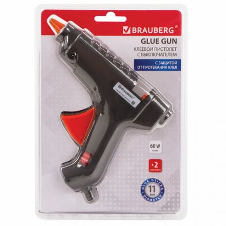 Клеевой пистолет 60 Вт для стержня 11 мм, с выключателем BRAUBERG, в блистере, 671053 Клеевой пистолет 60 Вт для стержня 11 мм, с выключателем BRAUBERG, в блистере, 671053